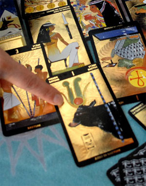 The auspicious bull from the gilded Egyptian tarot. 